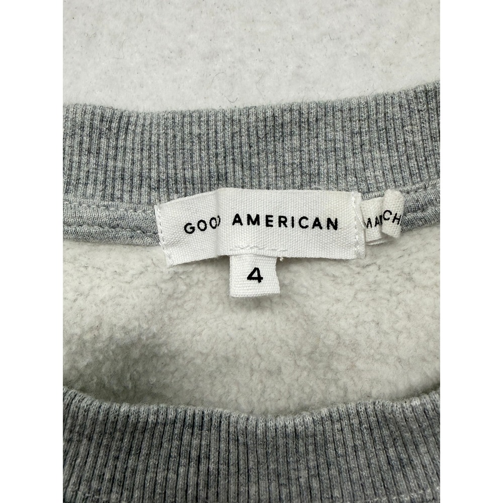 Good American Good Mama 100% Cotton Beaded Sweatshirt Heather Grey 4 XL - Picture 4 of 9